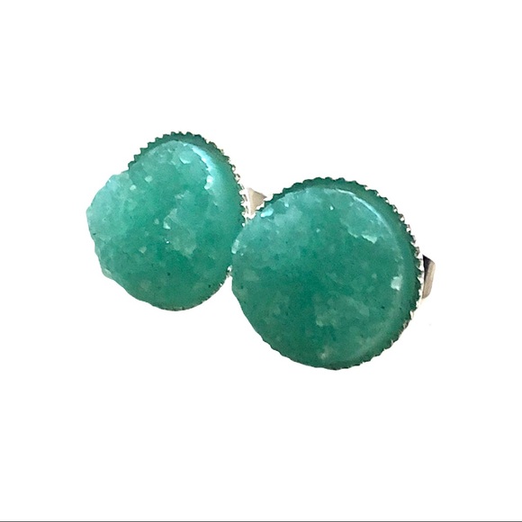 3 for 15🎀chunky Drusy style Sky blue silver studs - Picture 6 of 6
